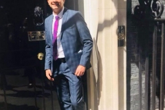 Dr Sanjeev Nayak at 10, Downing Street, London collecting Windrush 70 Award from the British Prime Minister Rt Hon Theresa May for his contribution to the NHS